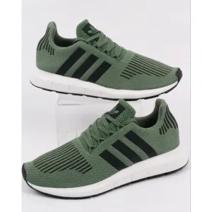 Adidas Swift Run PrimeTrainers Trace Green/Black Knit Shoes Athletic Mens 13