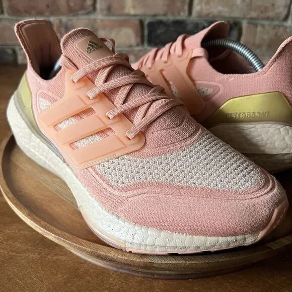 Adidas Ultraboost 21 Womens Ambient Blush Pink Athletic Running Shoe Size 8