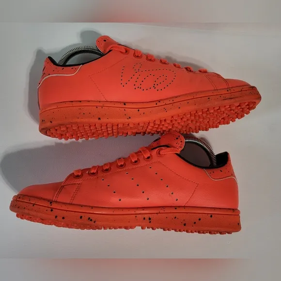 ADIDAS X STAN SMITH NEON RED GOLF SHOES MEN'S SIZE 6/WOMEN'S SIZE 7.5 LIMITED ED