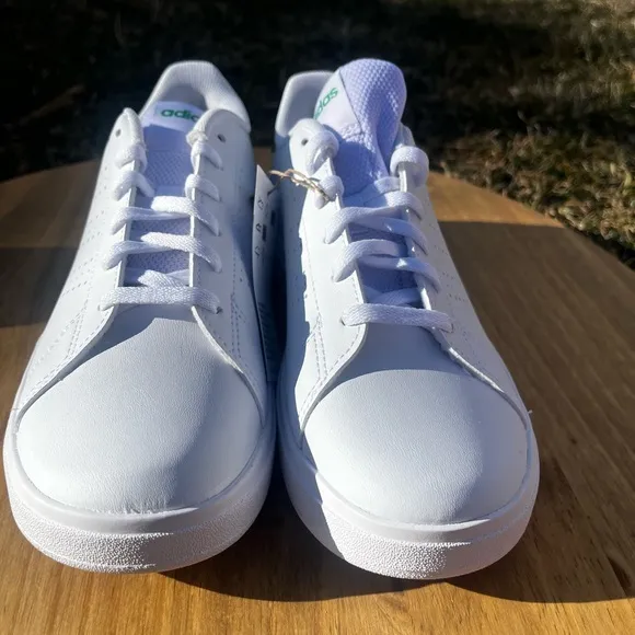 Adidas Youth SZ 4 Tennis Sneakers Shoes Style Advantage Base 2.0 J (White/Green)