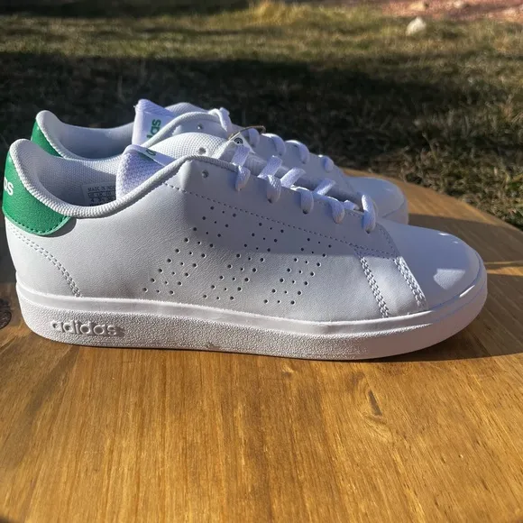 Adidas Youth SZ 4 Tennis Sneakers Shoes Style Advantage Base 2.0 J (White/Green)