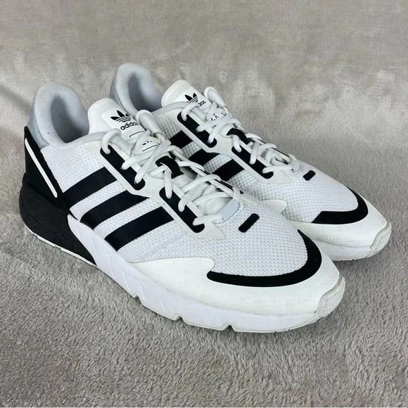 Adidas ZX 1K Boost Mens Running Training Shoes Sneakers Size 13 Black White NEW