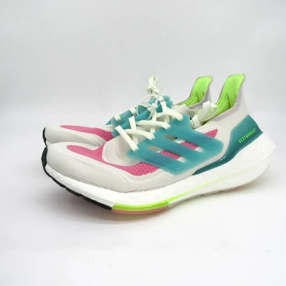 Adidas Women's Ultraboost 21 Running Shoes in White/Mint SZ 8
