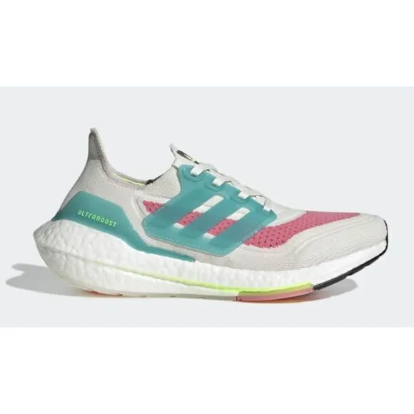 Adidas Women's Ultraboost 21 Running Shoes in White/Mint SZ 8