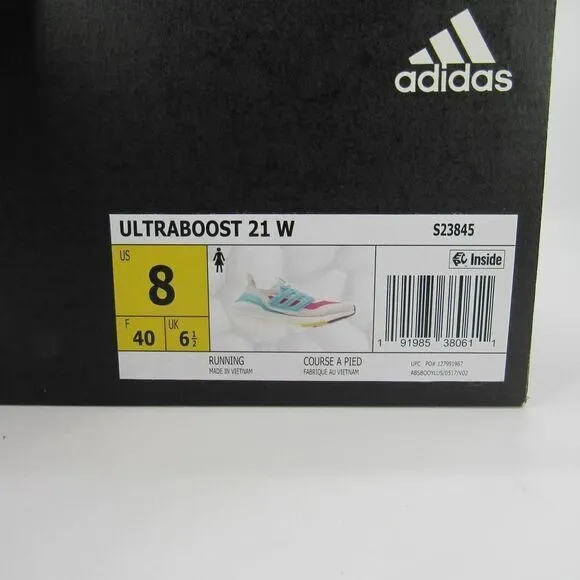 Adidas Women's Ultraboost 21 Running Shoes in White/Mint SZ 8