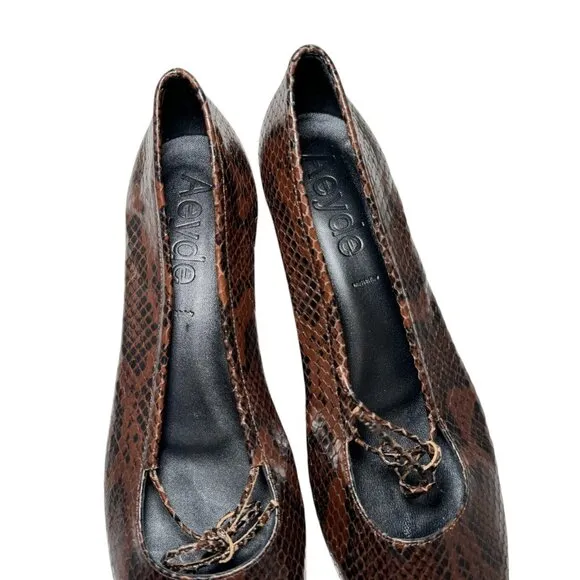 AEYDE Darya Snakeskin Print Pump Low Heel size 40.5/9.5 - 10  Italy  NEW $375