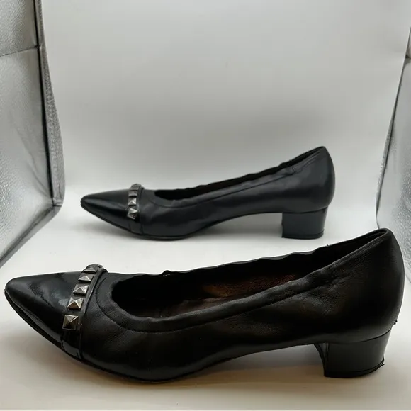 AGL ladies Leather shoes 40 Us 10 black rockstud Pumps capsule modern minimalist