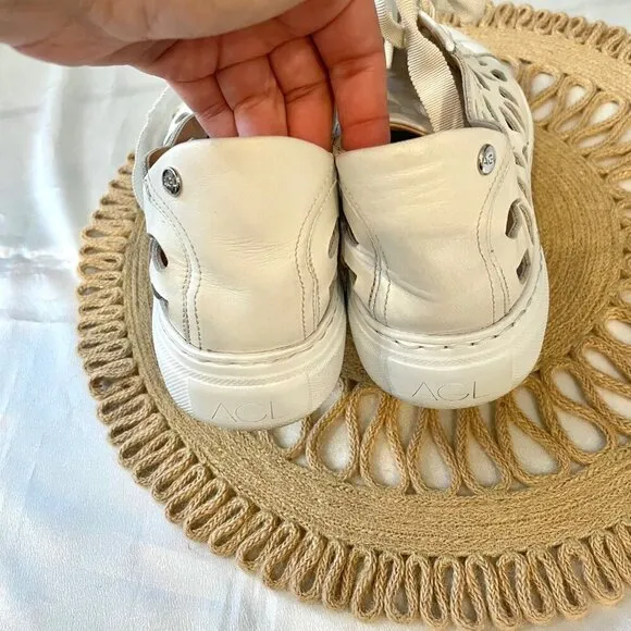 AGL Mandi Cut-Out Sneaker White Leather Size EU 40
