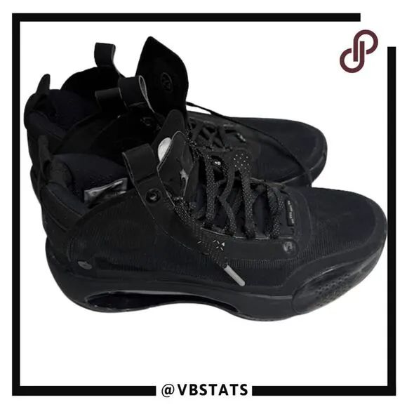 Air Jordan Men's 34 Black Cat Training Basketball Shoes Black Size