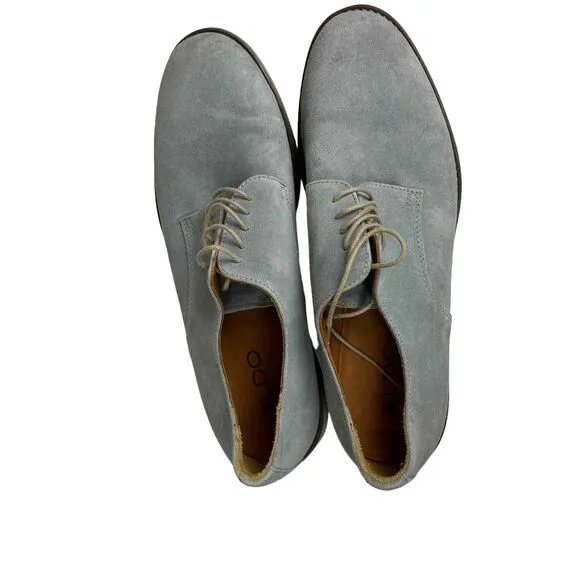 Aldo Mens Powder Blue Suede Oxford Shoes Size 12 Preppy Fancy Cocktail Party