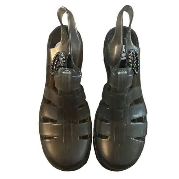 AlexaChung JuJu Jellies Smoke Gray Heeled Jelly Shoes UK 5 / US 7
