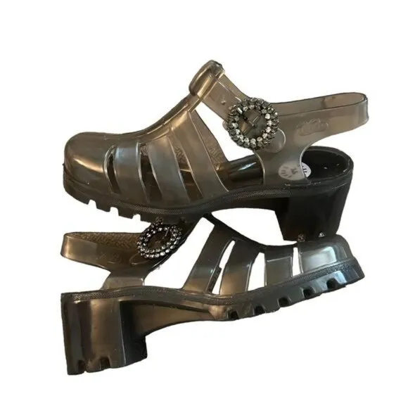 AlexaChung JuJu Jellies Smoke Gray Heeled Jelly Shoes UK 5 / US 7