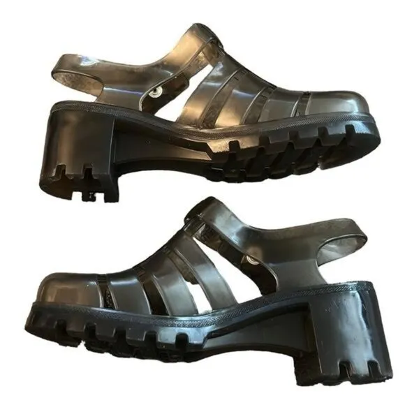 AlexaChung JuJu Jellies Smoke Gray Heeled Jelly Shoes UK 5 / US 7