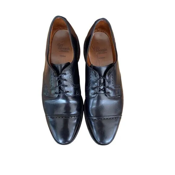 Allen Edmonds Mens Black Lace Up Cap Toe Leather Oxford Dress Shoes Size 11