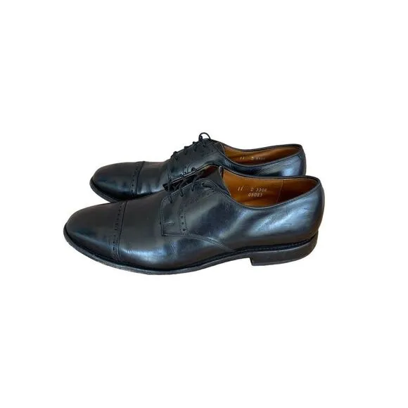 Allen Edmonds Mens Black Lace Up Cap Toe Leather Oxford Dress Shoes Size 11