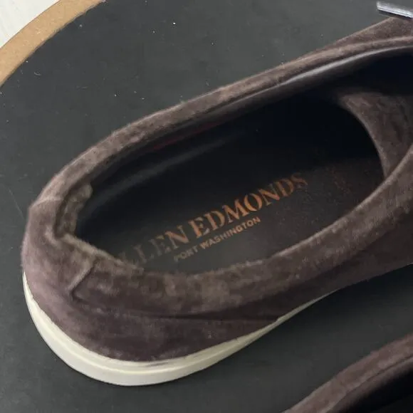 Allen Edmonds Shoes Men 12 D Canal Court Sneaker Dark Brown Suede Casual Preppy