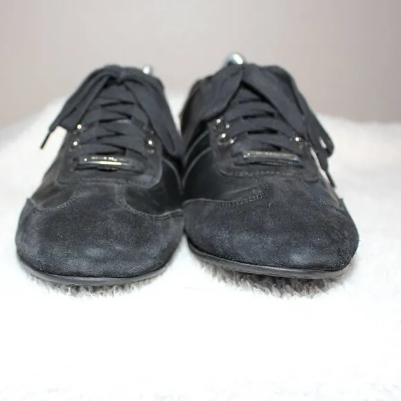 Allesandro Dell'Acqua Mens Black Leather Suede Low Trainers Shoes Size EU42