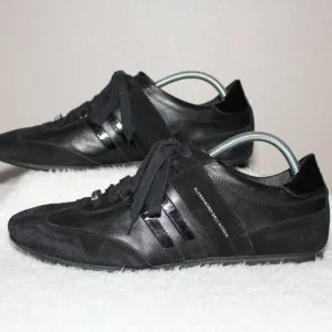 Allesandro Dell'Acqua Mens Black Leather Suede Low Trainers Shoes Size EU42