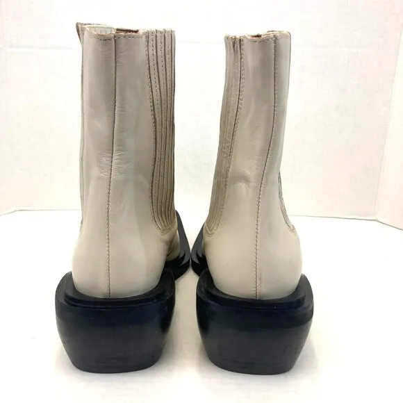 Alohas Ranch Chelsea Boots Womens EU 39 US 8.5 Cream White Western Shoes Leather