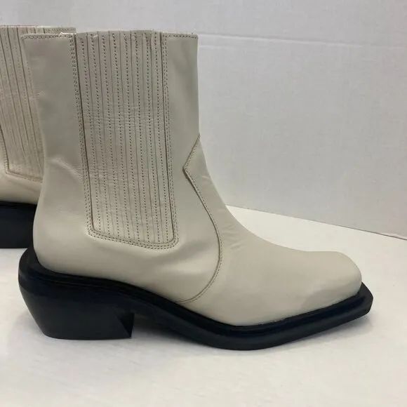 Alohas Ranch Chelsea Boots Womens EU 39 US 8.5 Cream White Western Shoes Leather