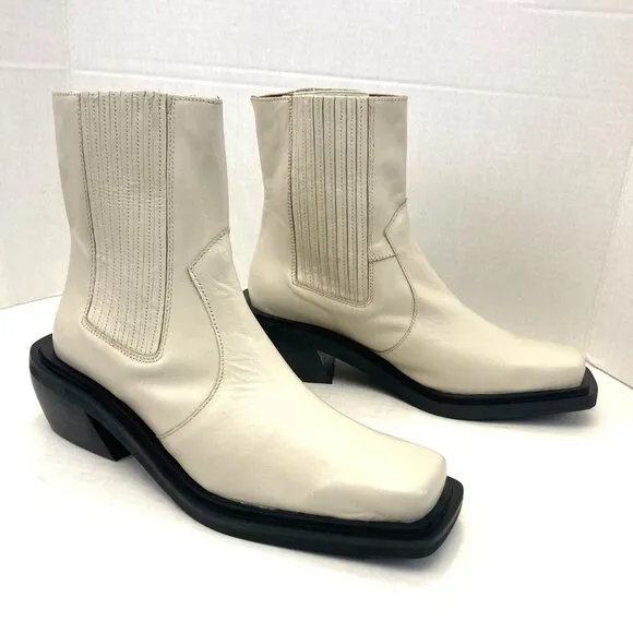 Alohas Ranch Chelsea Boots Womens EU 39 US 8.5 Cream White Western Shoes Leather