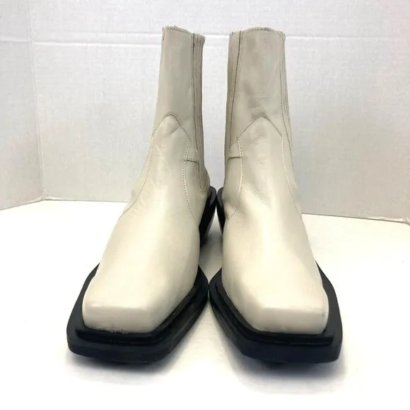 Alohas Ranch Chelsea Boots Womens EU 39 US 8.5 Cream White Western Shoes Leather