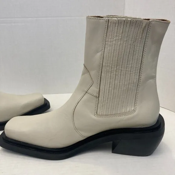 Alohas Ranch Chelsea Boots Womens EU 39 US 8.5 Cream White Western Shoes Leather