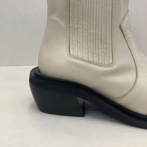 Alohas Ranch Chelsea Boots Womens EU 39 US 8.5 Cream White Western Shoes Leather