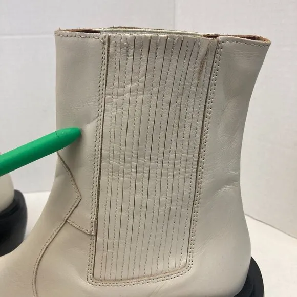 Alohas Ranch Chelsea Boots Womens EU 39 US 8.5 Cream White Western Shoes Leather