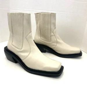 Alohas Ranch Chelsea Boots Womens EU 39 US 8.5 Cream White Western Shoes Leather