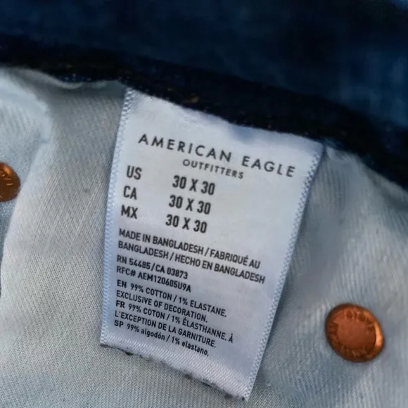 American Eagle Airflex  Original Straight Distress Wash Jeans Mens size 30 X 30