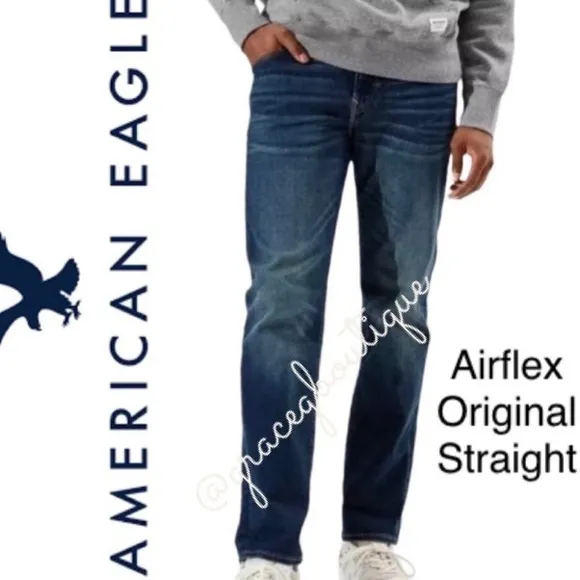 American Eagle Airflex  Original Straight Distress Wash Jeans Mens size 30 X 30