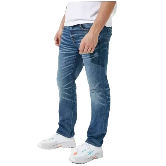 American Eagle Airflex  Original Straight Distress Wash Jeans Mens size 30 X 30