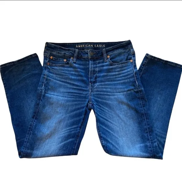 American Eagle Airflex  Original Straight Distress Wash Jeans Mens size 30 X 30