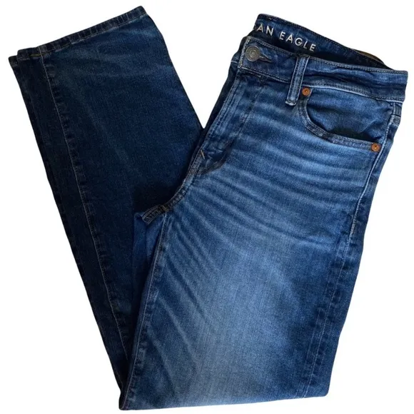 American Eagle Airflex  Original Straight Distress Wash Jeans Mens size 30 X 30