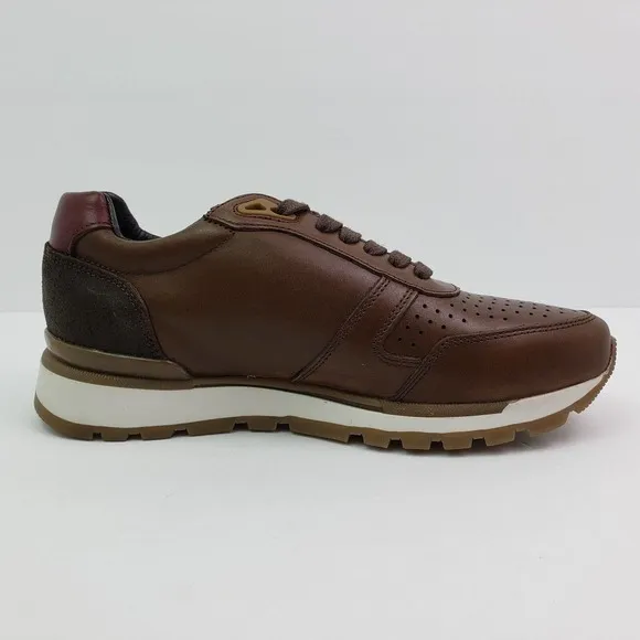 ANDREA MEN Flat Mens Size 6 Coffee Brown Leather Casual Sneaker Shoes 2998145