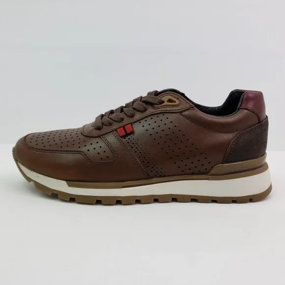 ANDREA MEN Flat Mens Size 6 Coffee Brown Leather Casual Sneaker Shoes 2998145
