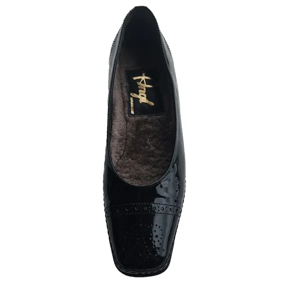 Angl Italian Black Patent Leather Day Heel Women's Shoes Sz 38.5 (US 8) Oxford