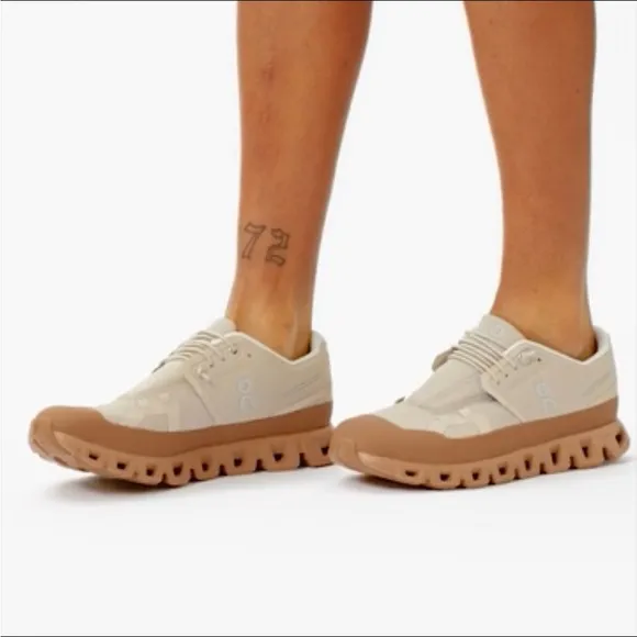 Anthropologie Cream and Brown Athletic Sneakers