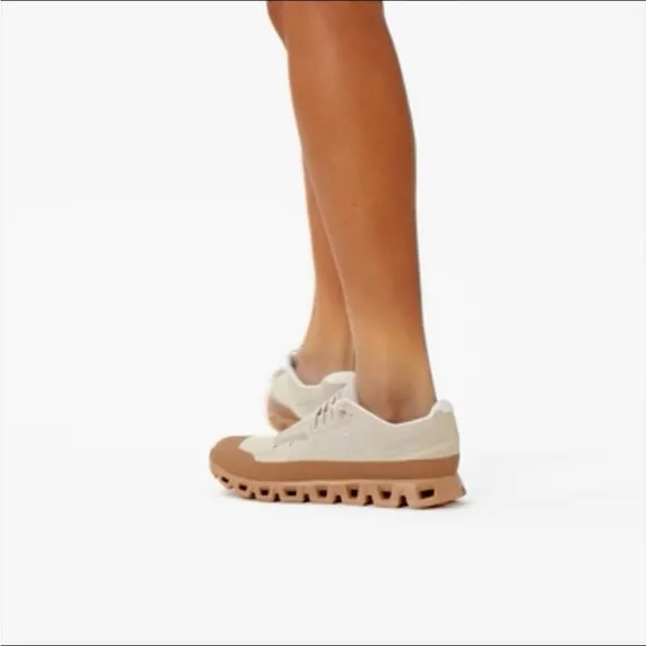 Anthropologie Cream and Brown Athletic Sneakers