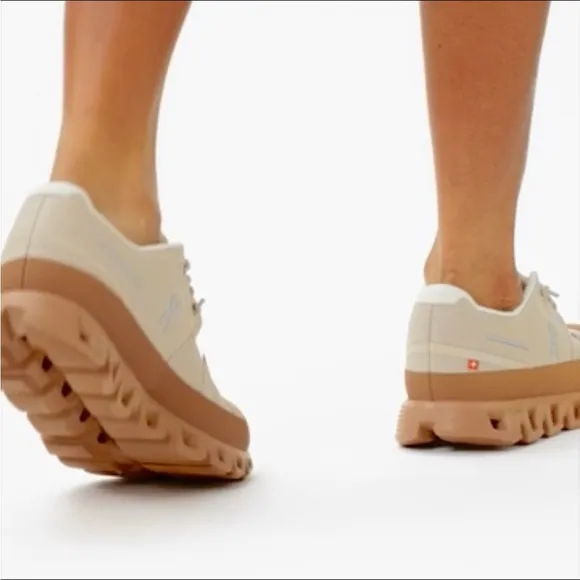Anthropologie Cream and Brown Athletic Sneakers