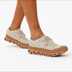 Anthropologie Cream and Brown Athletic Sneakers