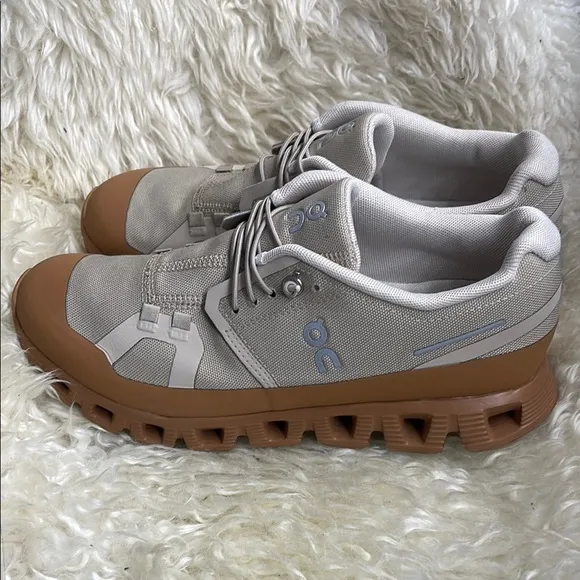 Anthropologie Cream and Brown Athletic Sneakers