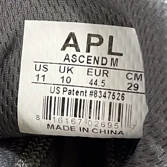 APL Men's Shoes Ascend Sneakers Training Workout Size 11 Gray