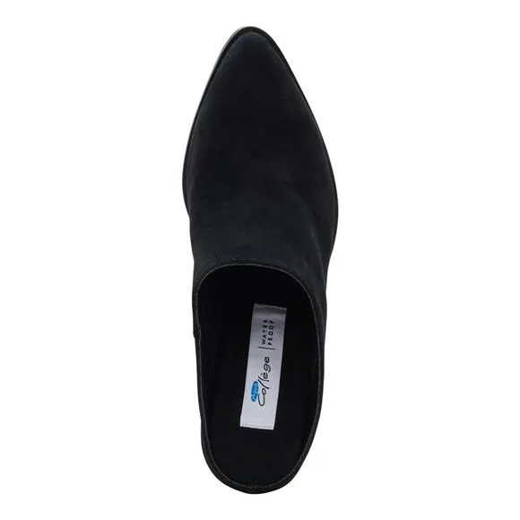 AQUA COLLEGE Womens Black Nia Slip On Leather Heeled Mules Shoes 8.5 M