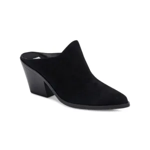 AQUA COLLEGE Womens Black Nia Slip On Leather Heeled Mules Shoes 8.5 M