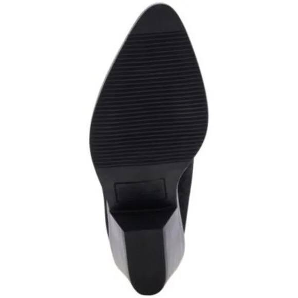 AQUA COLLEGE Womens Black Nia Slip On Leather Heeled Mules Shoes 8.5 M