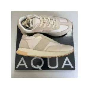 AQUA Womens Beige Treaded Train Round Toe Leather Athletic Training Shoes 10 M