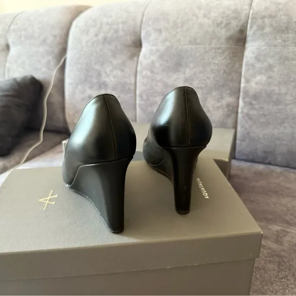 Aquatalia  Black Wedge Pumps with Pointed Toe