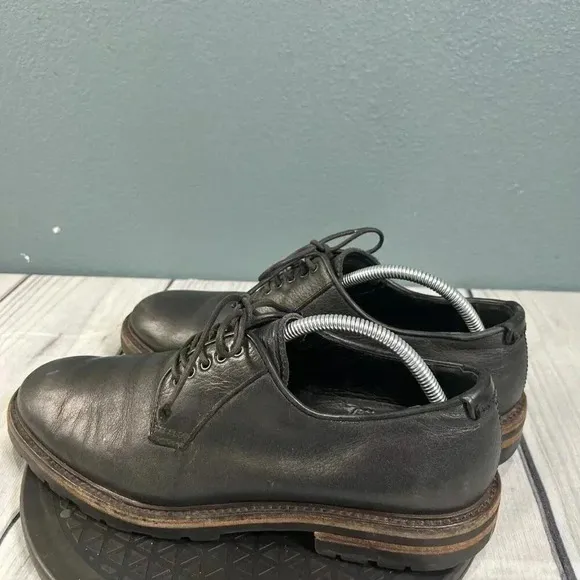 AQUATALIA Leon Size 10 Black Leather Derby Shoes Italian Loafer Grunge Grandad
